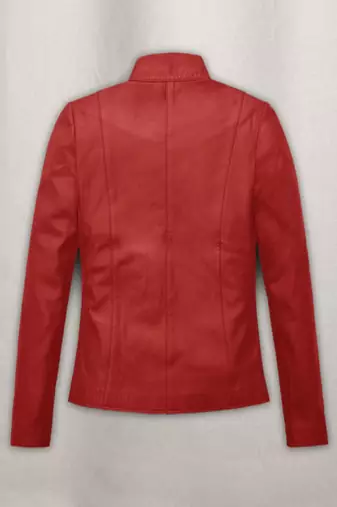 men's red lambskin cafe racer jacket band collar racer style premium