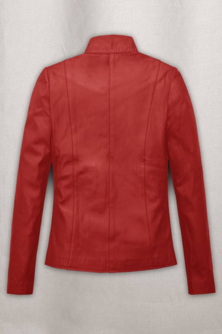 men's red lambskin cafe racer jacket band collar racer style premium