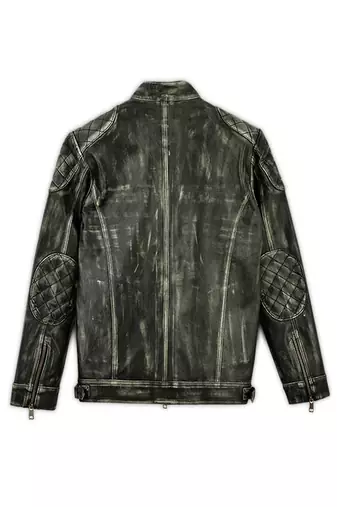 men's genuine lambskin leather biker jacket distressed vintage finish
