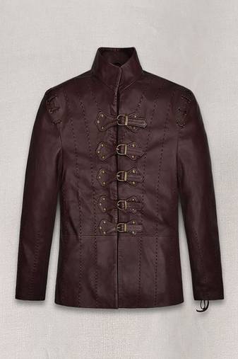 men's brown lambskin cafe racer jacket band collar racer style genuine