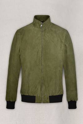 men's green lambskin cafe racer jacket band collar racer style 1