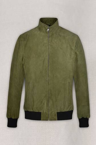 men's green lambskin cafe racer jacket band collar racer style