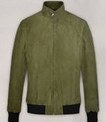 men's green lambskin cafe racer jacket band collar racer style
