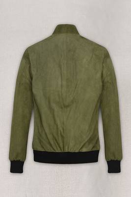 men's green lambskin cafe racer jacket band collar racer style 2