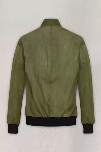 men's green lambskin cafe racer jacket band collar racer style