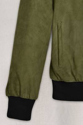 men's green lambskin cafe racer jacket band collar racer style 3