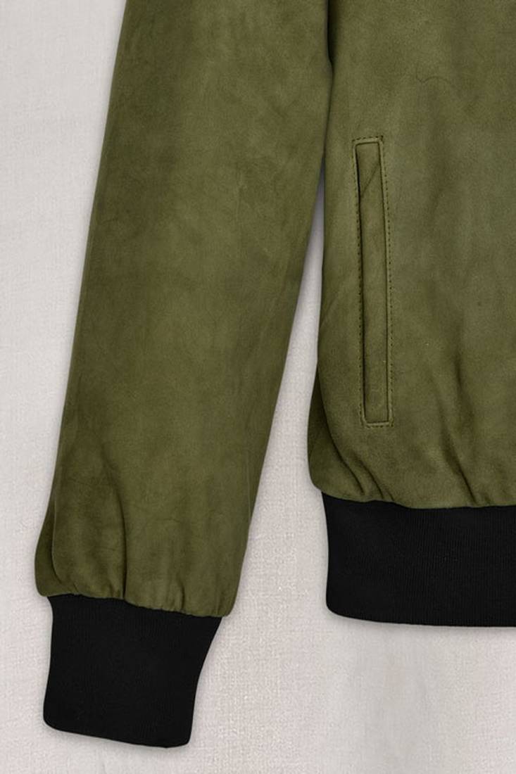 men's green lambskin cafe racer jacket band collar racer style