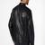 men's black lambskin cafe racer jacket quilted shoulder detailing