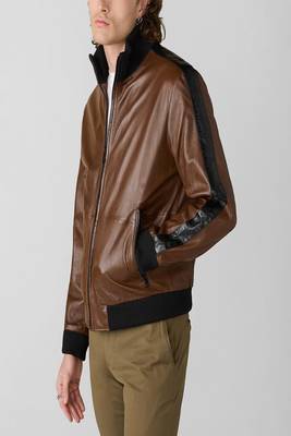 men's brown lambskin cafe racer jacket band collar racer style superior 4