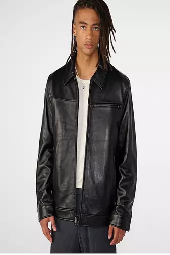 men's black lambskin leather jacket classic zip up style stylish classic