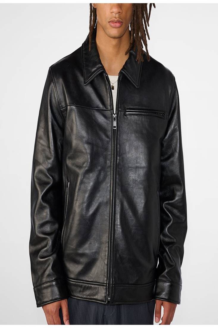 men's black lambskin leather jacket classic zip up style stylish classic