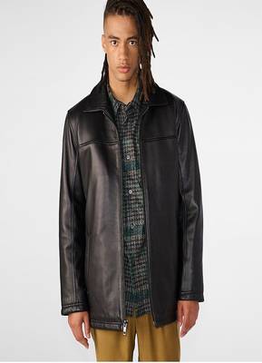 men's black lambskin leather jacket classic zip up style stylish distinctive 1