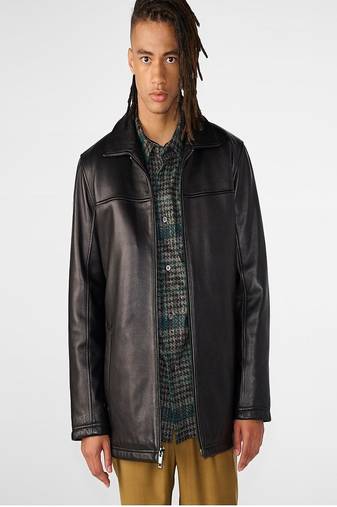 men's black lambskin leather jacket classic zip up style stylish distinctive