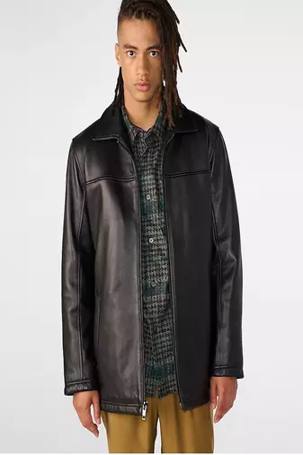 men's black lambskin leather jacket classic zip up style stylish distinctive
