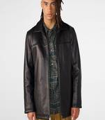 men's black lambskin leather jacket classic zip up style stylish distinctive