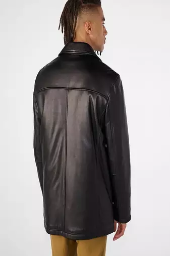 men's black lambskin leather jacket classic zip up style stylish distinctive