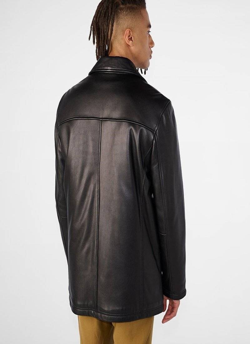 men's black lambskin leather jacket classic zip up style stylish distinctive