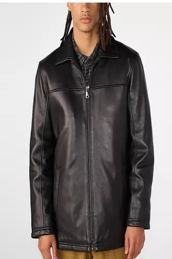 men's black lambskin leather jacket classic zip up style stylish distinctive