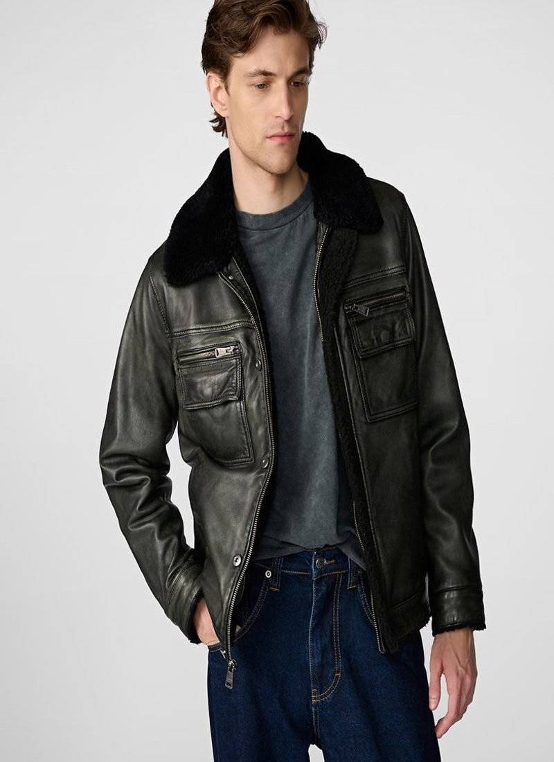 men's black lambskin leather jacket classic zip up style stylish luxury