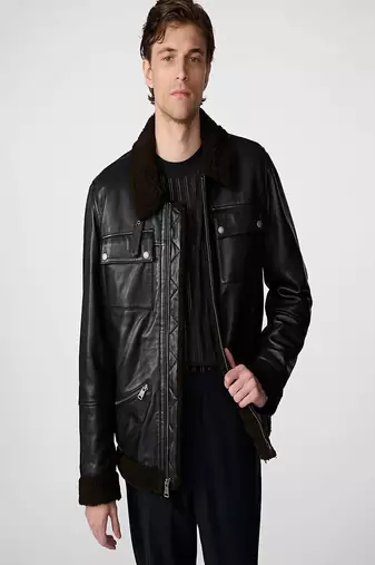 men's black premium lambskin leather jacket premium quilted design elegant