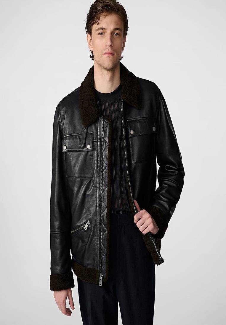 men's black premium lambskin leather jacket premium quilted design elegant