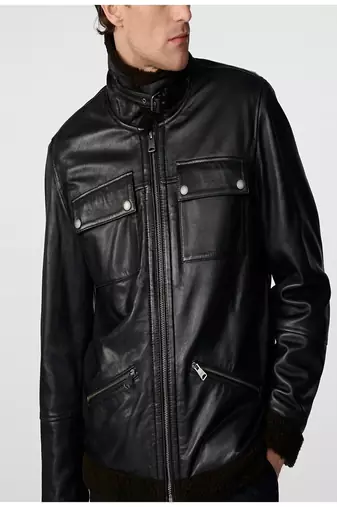 men's black premium lambskin leather jacket premium quilted design elegant