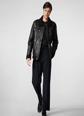 men's black premium lambskin leather jacket premium quilted design elegant 4