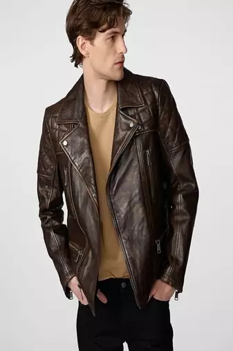 men's brown lambskin leather jacket classic zip up style premium superior