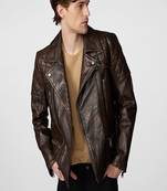 men's brown lambskin leather jacket classic zip up style premium superior