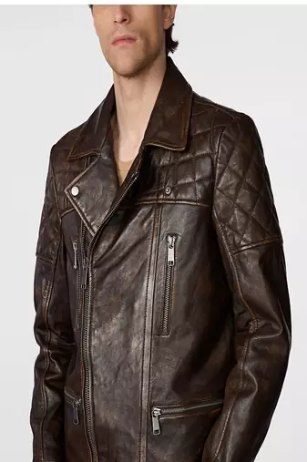 men's brown lambskin leather jacket classic zip up style premium superior