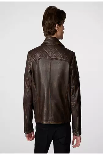 men's brown lambskin leather jacket classic zip up style premium superior
