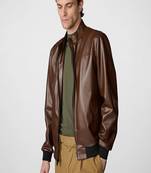 men's brown lambskin leather jacket classic zip up style premium refined