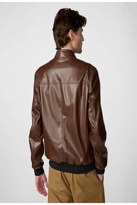 men's brown lambskin leather jacket classic zip up style premium refined 3