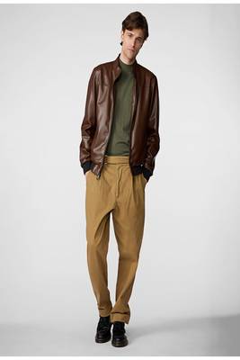 men's brown lambskin leather jacket classic zip up style premium refined 4