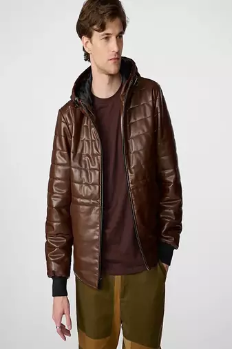 men's brown premium lambskin leather jacket premium quilted design