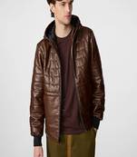 men's brown premium lambskin leather jacket premium quilted design