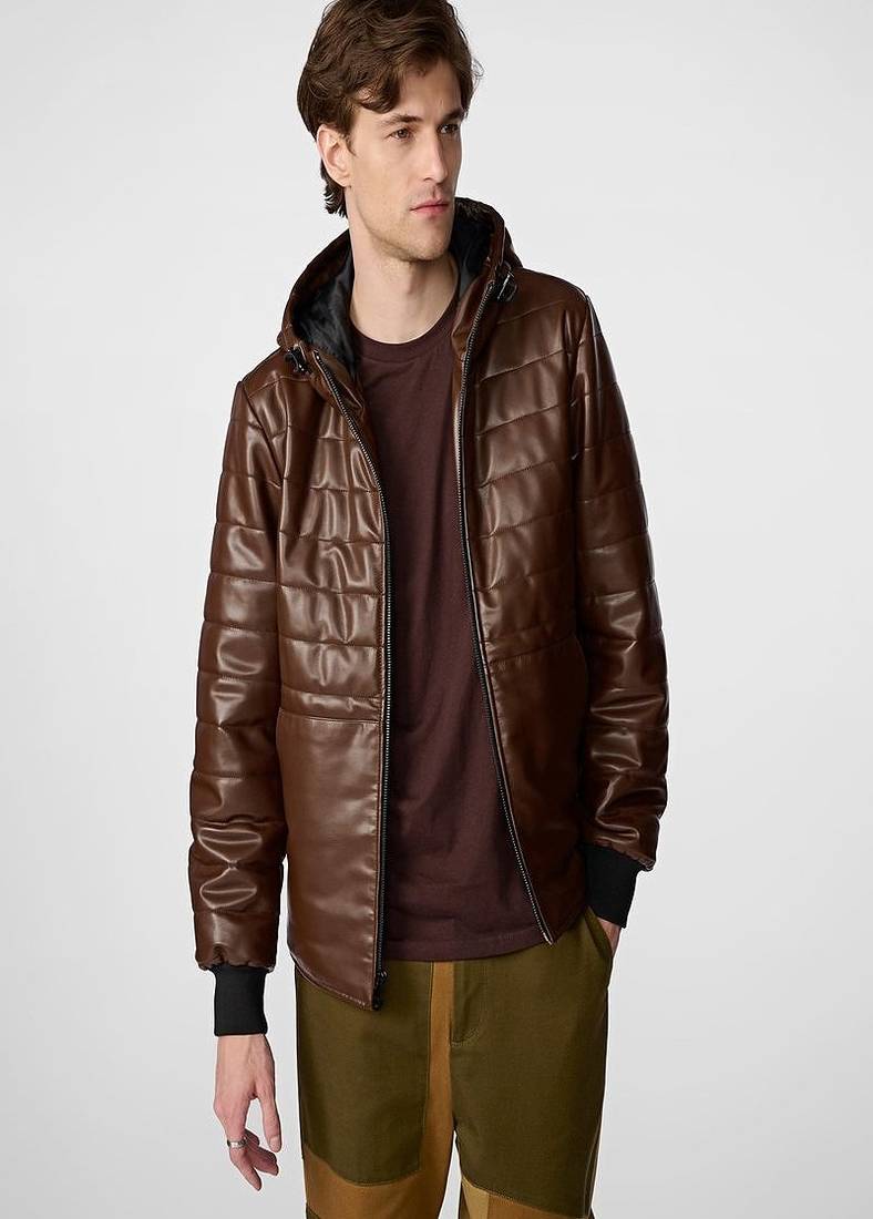 men's brown premium lambskin leather jacket premium quilted design
