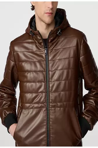 men's brown premium lambskin leather jacket premium quilted design