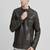 men's black premium lambskin leather jacket quilted shoulder detailing genuine