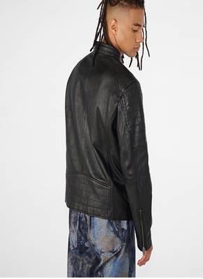 men's black premium lambskin leather jacket quilted shoulder detailing superior 2