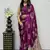 Magenta Color Mirror And Latkan Pallu Border Work Satin Silk Saree