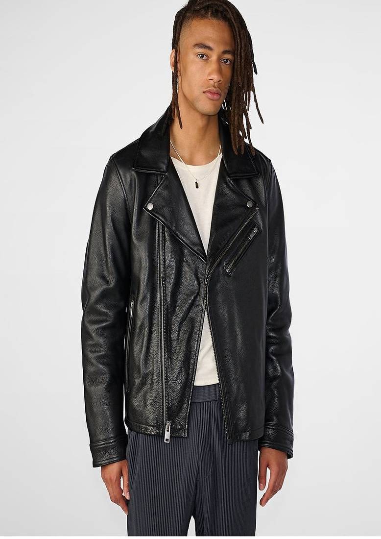 men's black lambskin leather jacket classic zip up style stylish elite