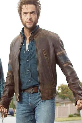 Men's brown  lambskin leather jacket -caf   racer collar style x-men style