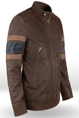 men's brown lambskin cafe racer jacket band collar racer style refined 4