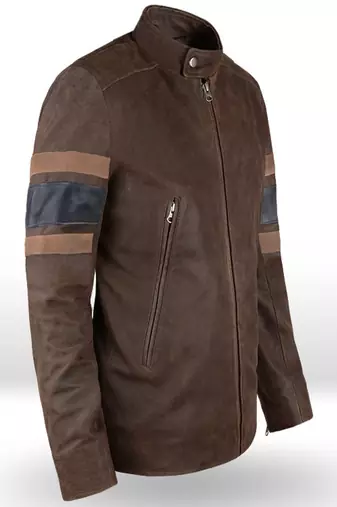 men's brown lambskin cafe racer jacket band collar racer style refined