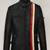 Men's black lambskin leather jacket -red & yellow strip style
