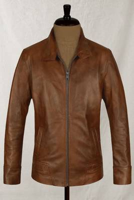 men's brown lambskin leather jacket classic zip up style premium elegant 2