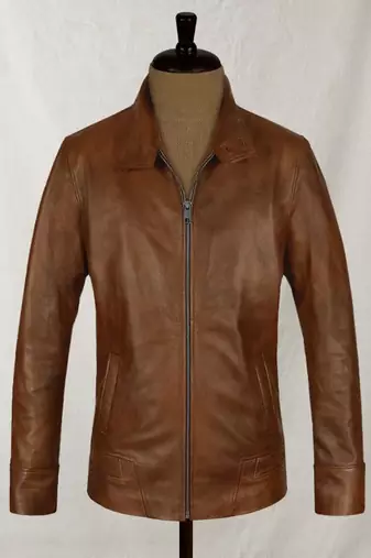 men's brown lambskin leather jacket classic zip up style premium elegant