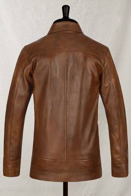men's brown lambskin leather jacket classic zip up style premium elegant 3