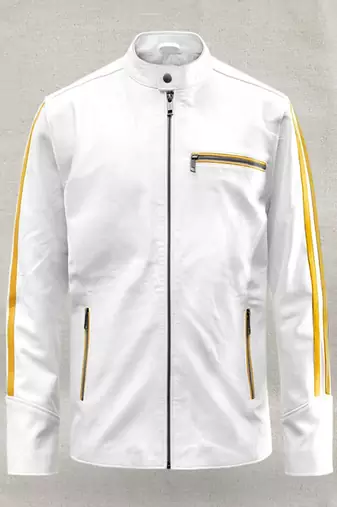 men's white lambskin leather jacket classic zip up style luxury